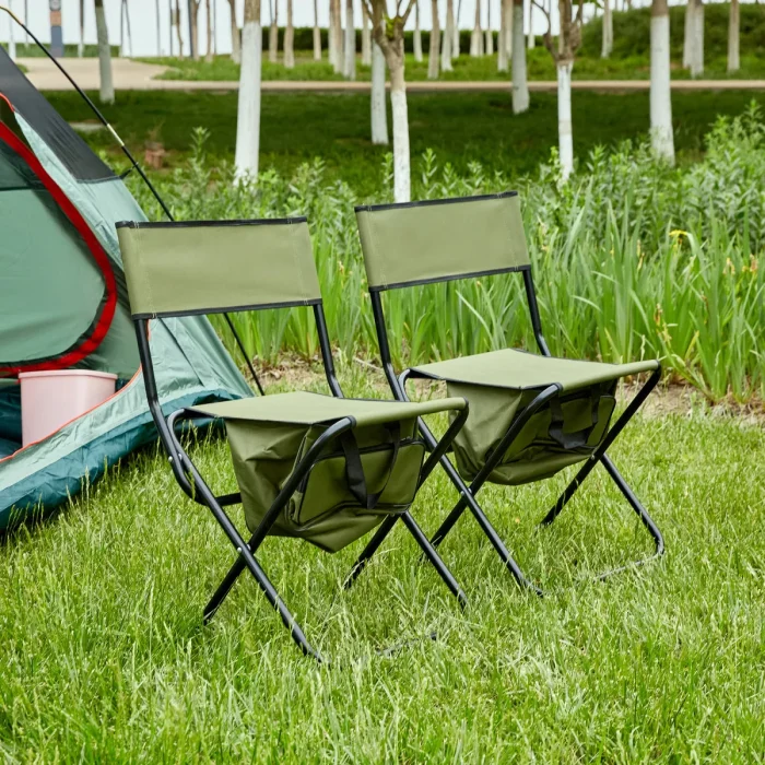 Outdoor Portable Chairs, 2-piece Folding Outdoor Chair with Storage Bag, Portable Chair for Outdoor Camping, Green, 19.3"*15.35"*30.5 " - Image 1