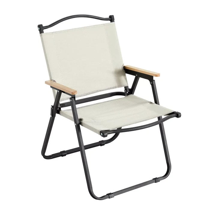 Outdoor Folding Chair Beige Suitable for Camping and Picnic Portable - Image 1