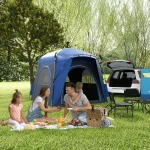 Outsunny Camping Tents 4 Person Pop Up Tent Quick Setup Automatic Hydraulic Family Travel Tent w/ Windows, Doors Carry Bag Included - Image 2