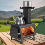 Portable Wood Burning Stove Wood Camping Stove Heater with 2 Cooking Positions Patented - Image 2