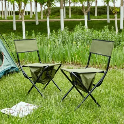 Outdoor Portable Chairs, 2-piece Folding Outdoor Chair with Storage Bag, Portable Chair for Outdoor Camping, Green, 19.3"*15.35"*30.5 "