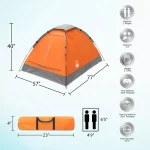 Leisure Sports 2-Person Dome Tent with Rain Fly and Carry Bag, Orange - Image 3